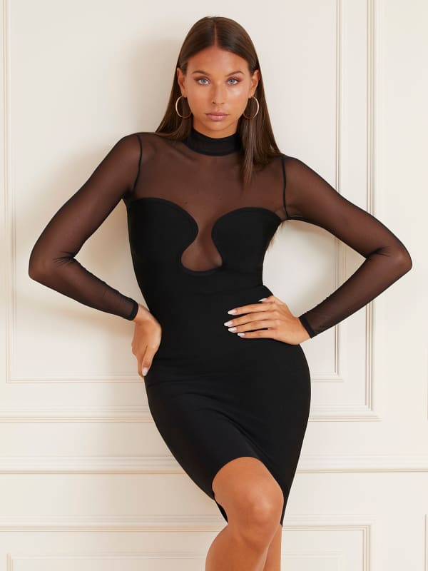 Šaty GUESS Marciano See-Through Dress Čierna | 2BGK055036Z, 0