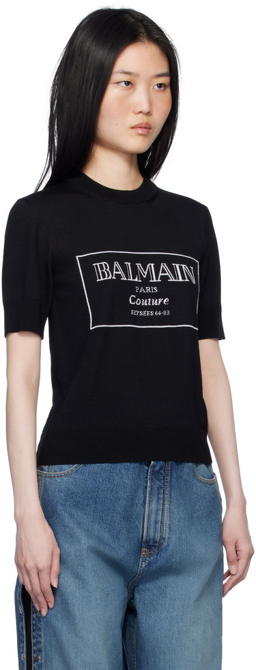 Tričko Balmain 'Couture' Knit T-shirt Čierna | EF1KA115KH87, 1