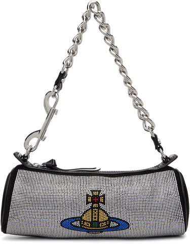 Taška cez rameno Vivienne Westwood Cindy Rhinestone Orb Cylinder Chain Bag Metalická | 4603000QW-PT000Q-, 0