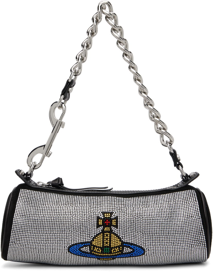 Taška cez rameno Vivienne Westwood Cindy Rhinestone Orb Cylinder Chain Bag Metalická | 4603000QW-PT000Q-