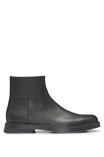 Oblečenie a doplnky BOSS Leather Zip-Up Ankle Boots with Stitching Details Čierna | 50536252, 1