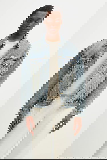 Bunda BAPE Distressed 13Oz Oversize Denim Trucker Jacket Modrá | 1K80140308, 0