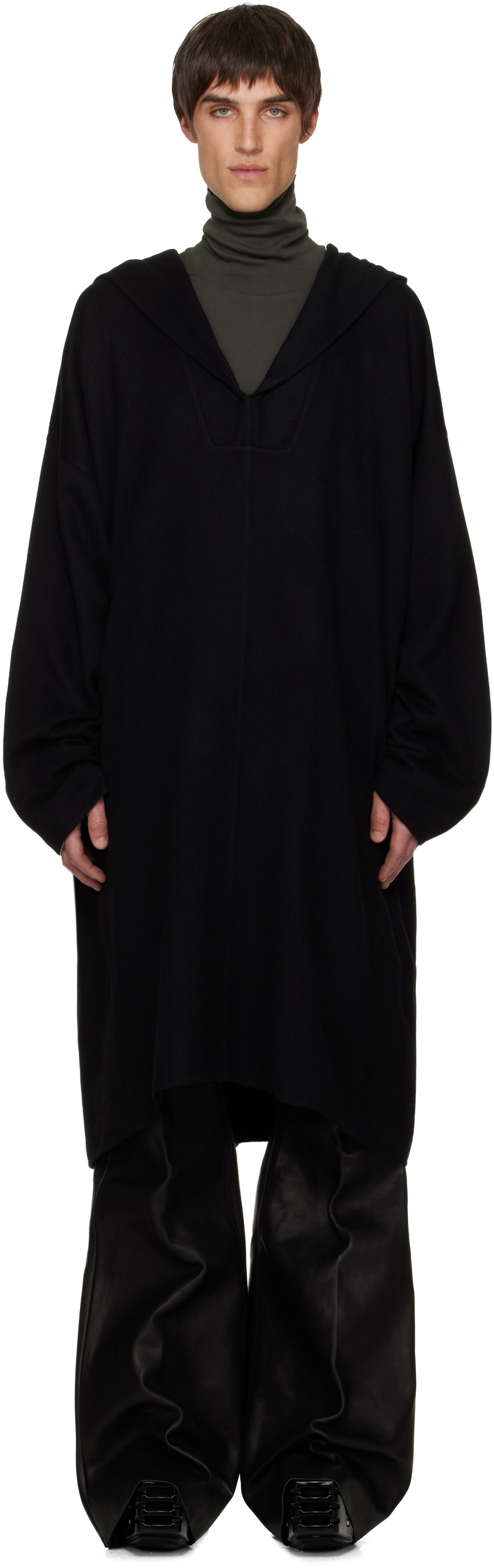 Kabáty Rick Owens Rick Owens Concordians LS Knee Kaftan Coat Čierna | RR02E1910 DBC, 0