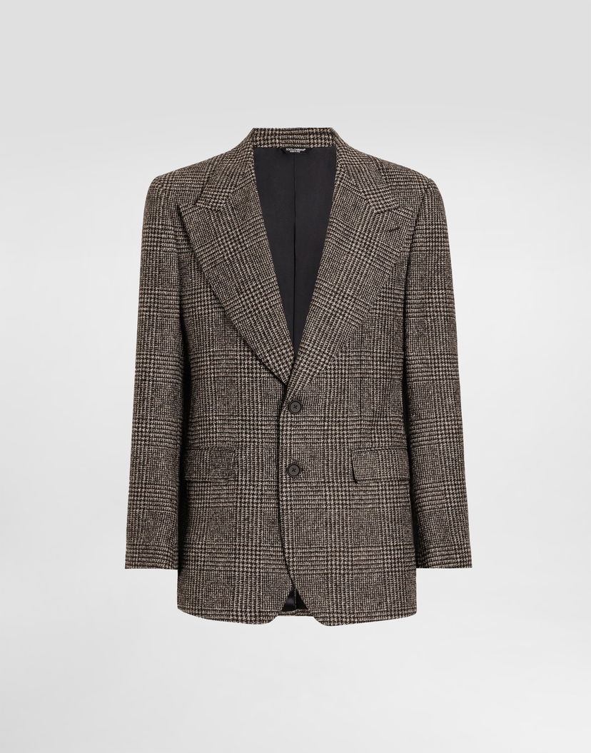 Bunda Dolce & Gabbana Dolce & Gabbana Glen Plaid Single-Breasted Jacket 52 Hnedá | G2VT5TFQMKDS8101