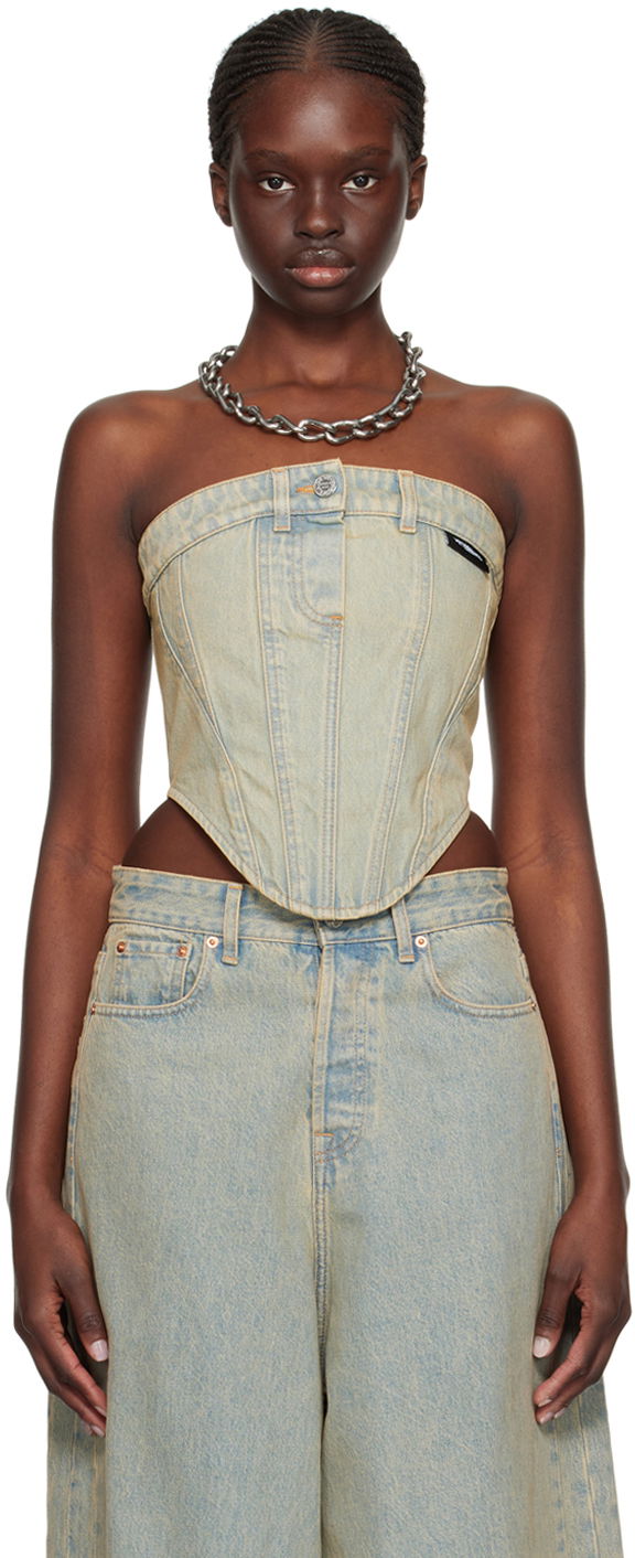 Tielko VETEMENTS Paneled Denim Tank Top Béžová | WE64TO100S, 0