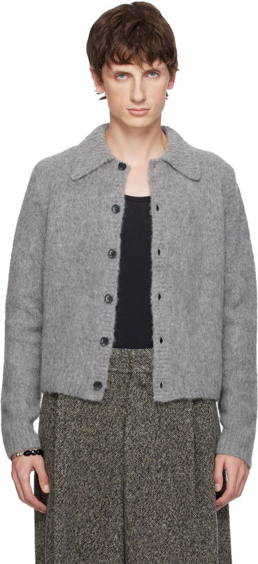 Sveter Dries Van Noten Dries Van Noten Cropped Wool Cardigan Šedá | 252-021225-2709, 0