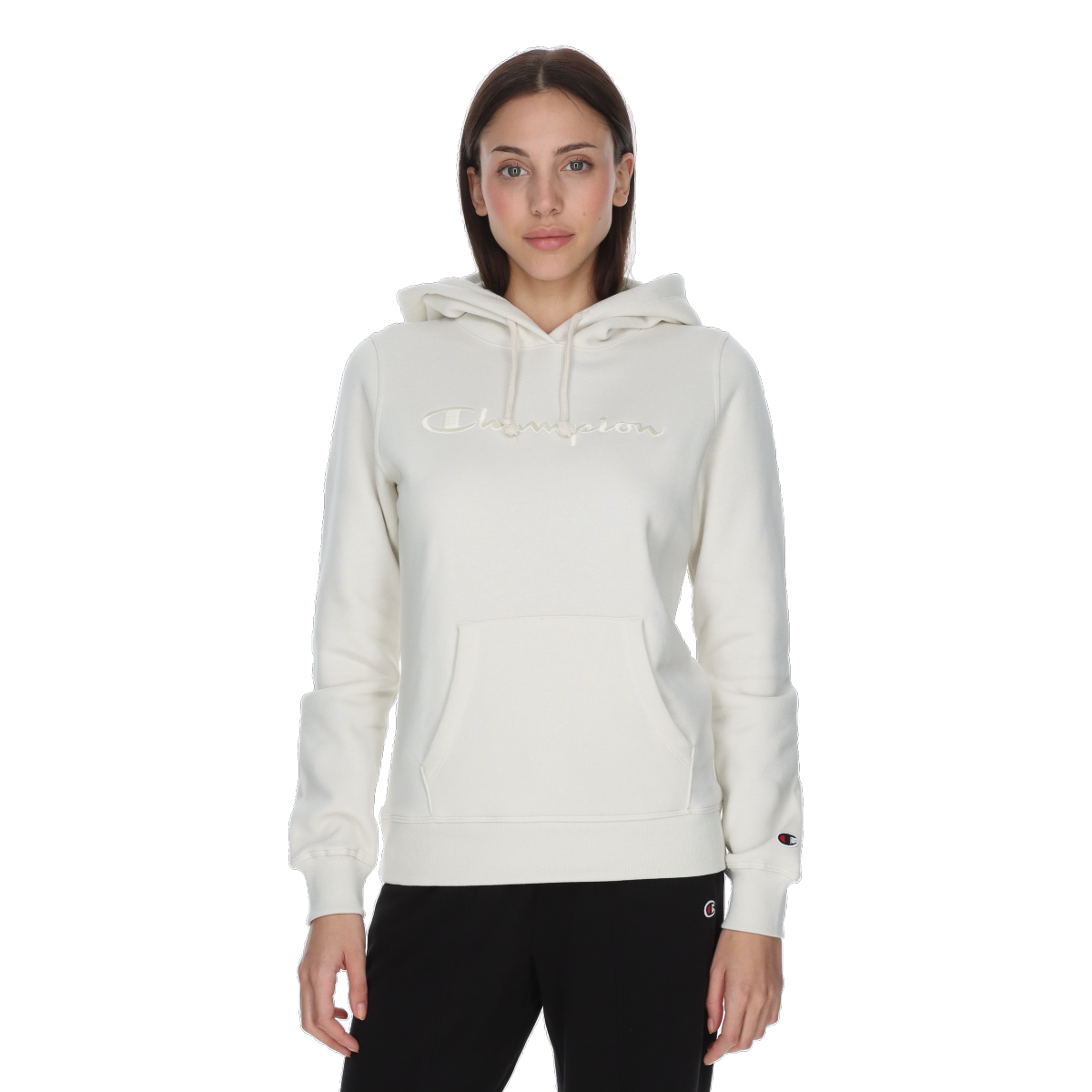 Mikina Champion Pullover Hooded Sweatshirt with Front Pocket and Embroidered Detail Biela | 118379-WW056, 0