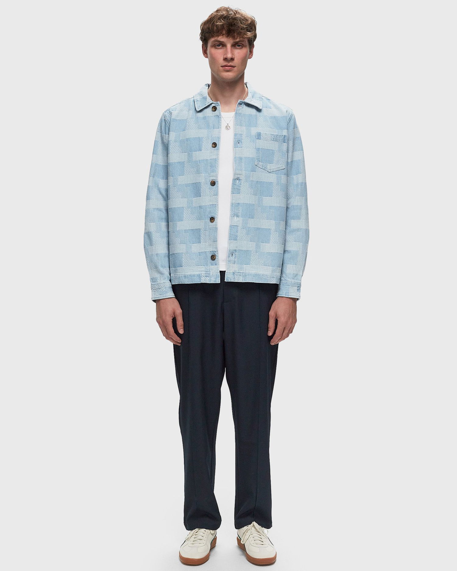 Bunda Les Deux Layton Denim Jacquard Overshirt Modrá | LDM640104-414414, 1