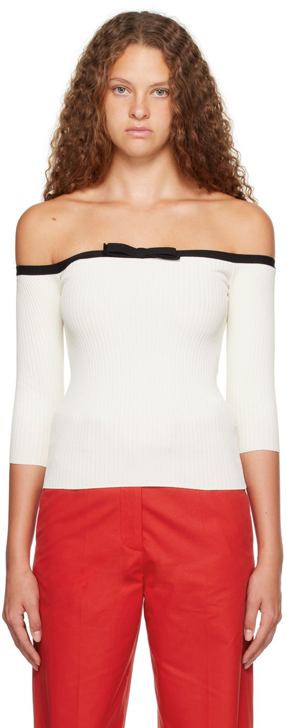 Tričko Valentino Off The Shoulder Sweater Biela | 2B3KC43U7RQ, 0