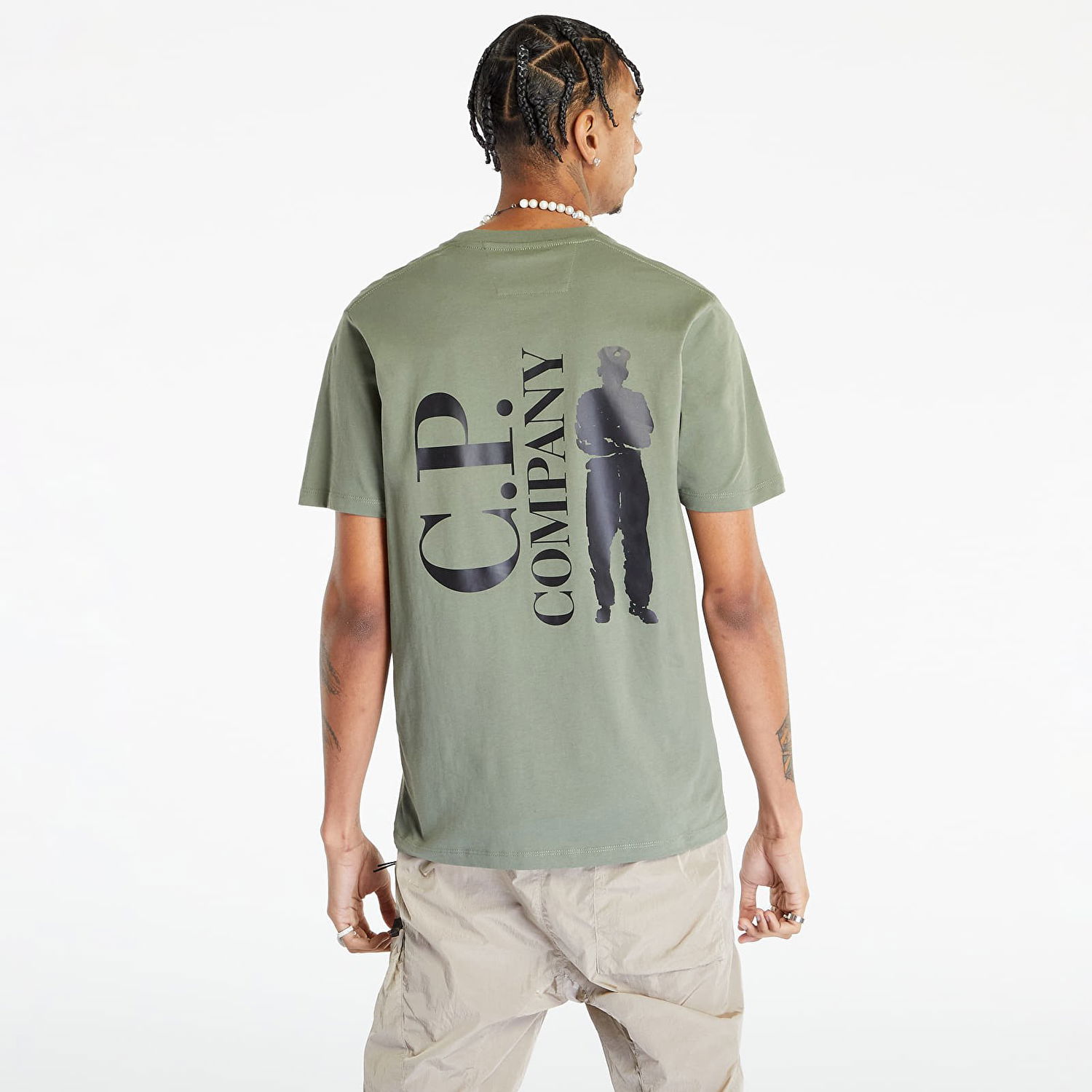Tričko C.P. Company Jersey Reverse Print T-Shirt Zelené | 14CMTS190A006011W-648, 0