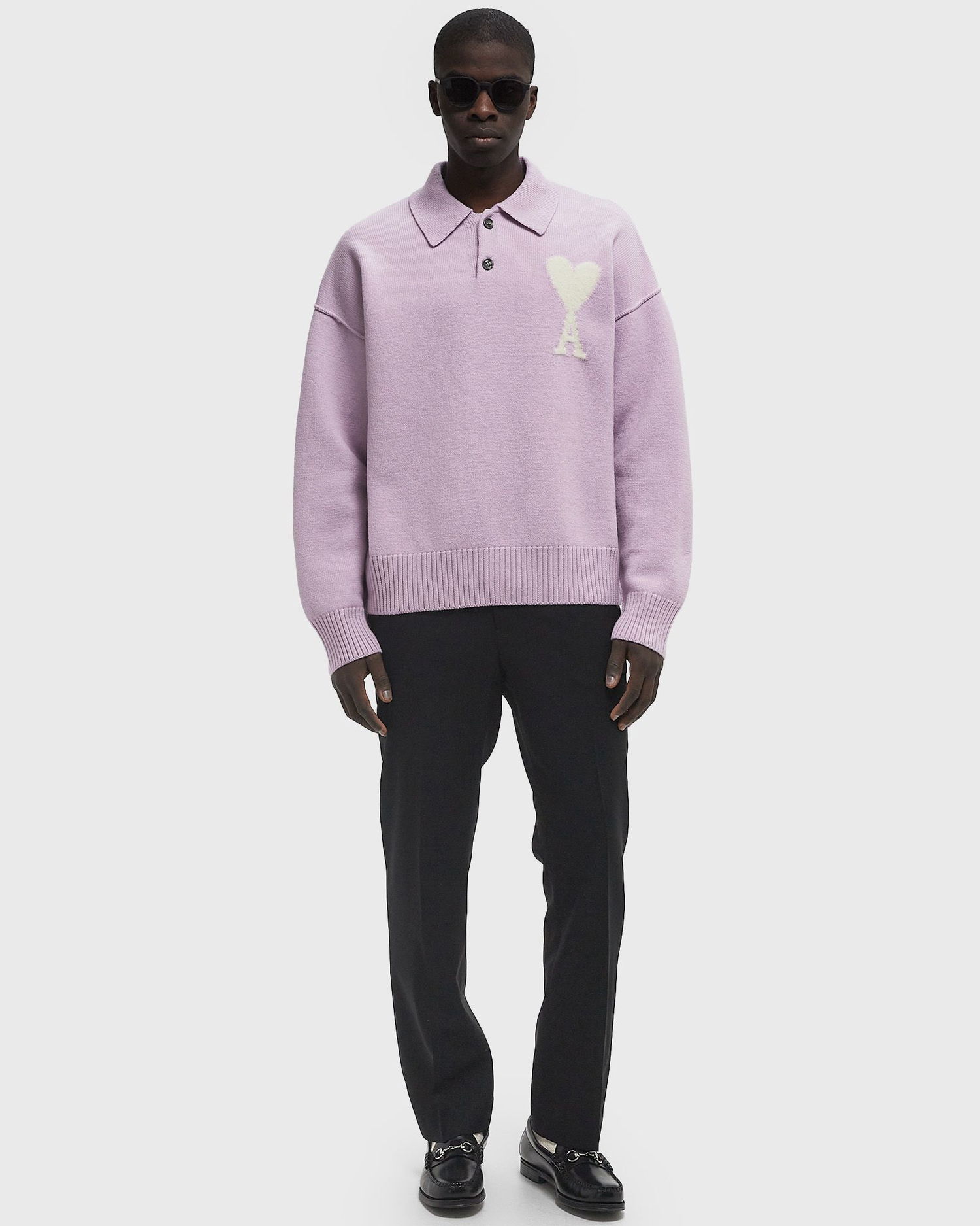 Sveter AMI AMI Paris ADC Polo Sweater Fialová | UPL390.KN0090-505, 1