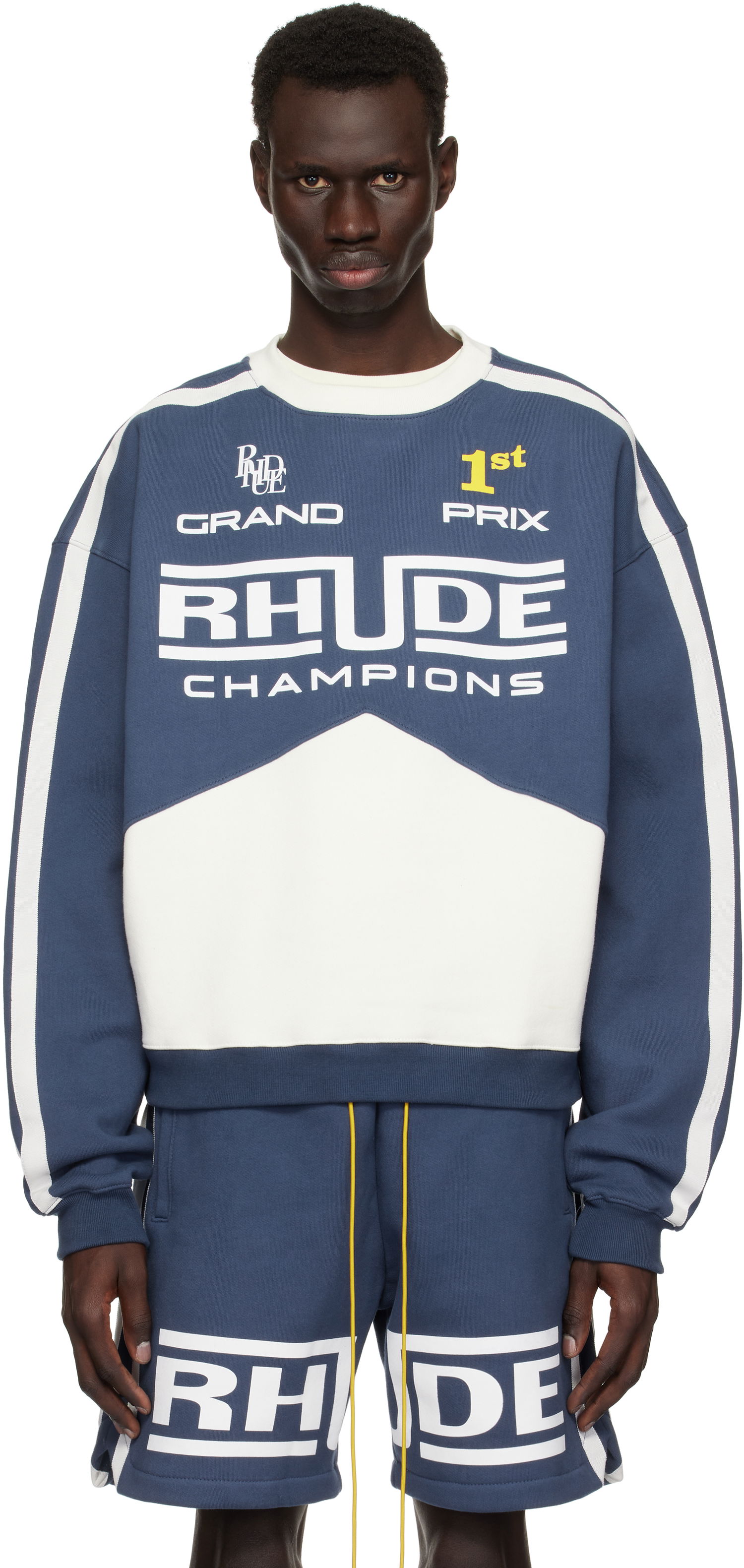 Mikina Rhude Rhude Champions Crewneck Sweatshirt Modrá | RHPS25ST06012, 0