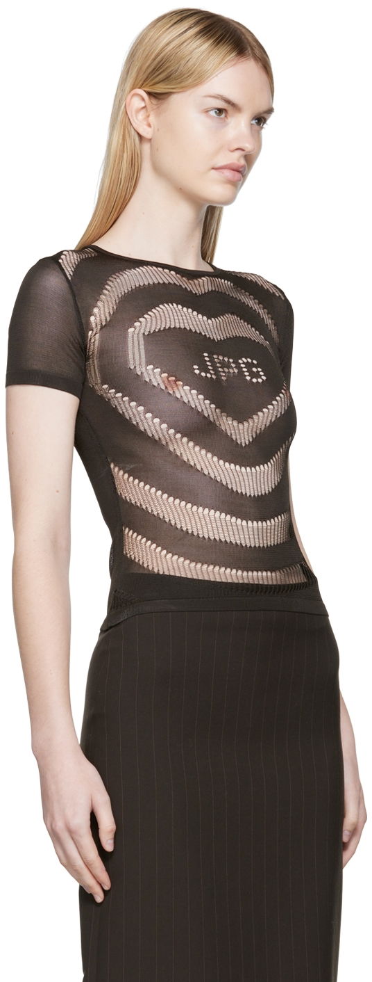 Tričko Jean Paul Gaultier Jean Paul Gaultier Openworked JPG Heart T-Shirt Čierna | 22/06-U-TO030-M027, 1