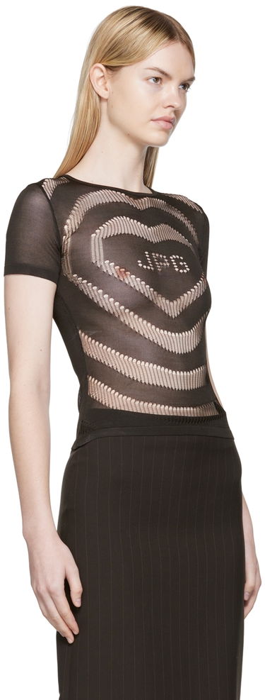 Tričko Jean Paul Gaultier Jean Paul Gaultier Openworked JPG Heart T-Shirt Čierna | 22/06-U-TO030-M027, 1