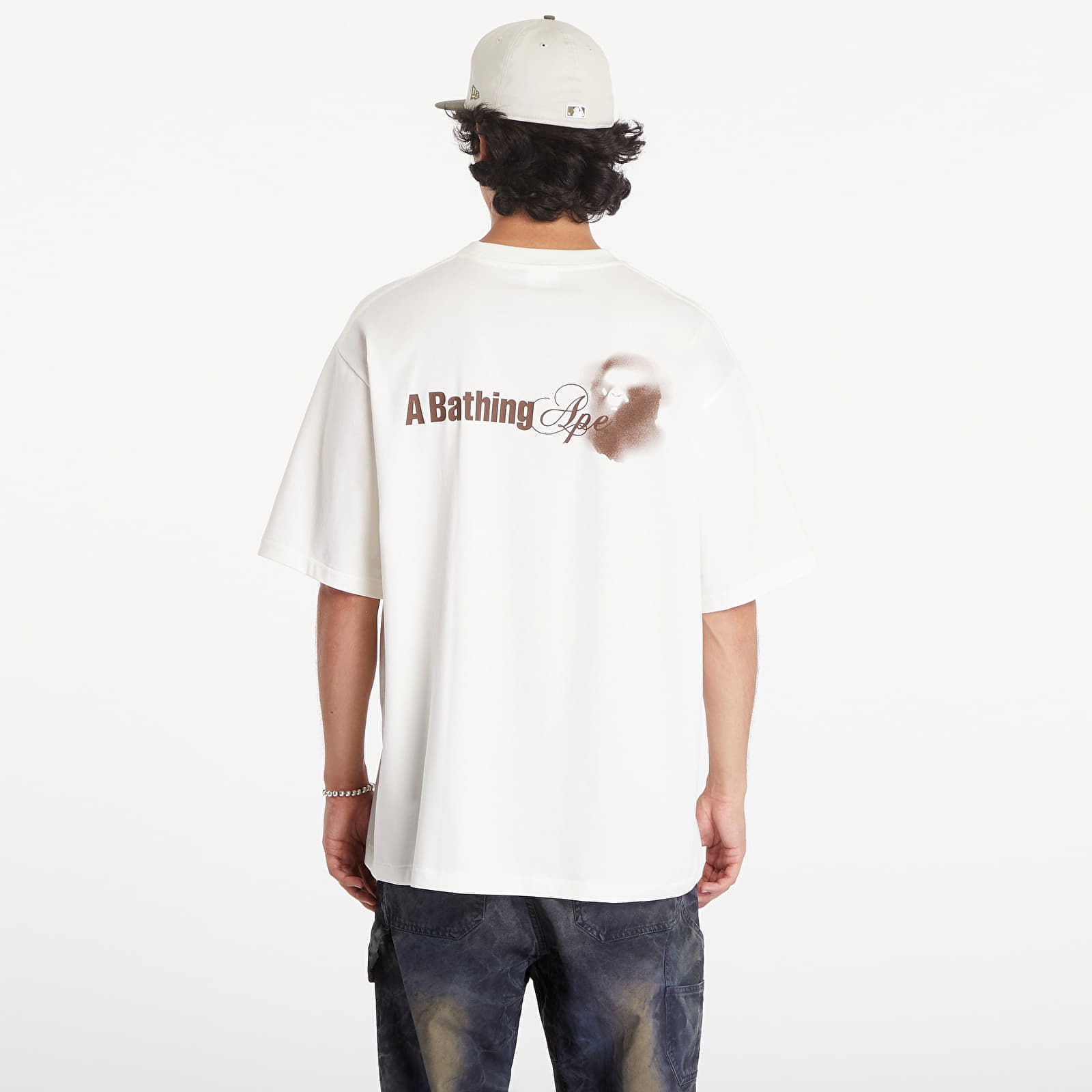 A BATHING APE Water Print Logo Relaxed Fit Short Sleeve Tee Ivory