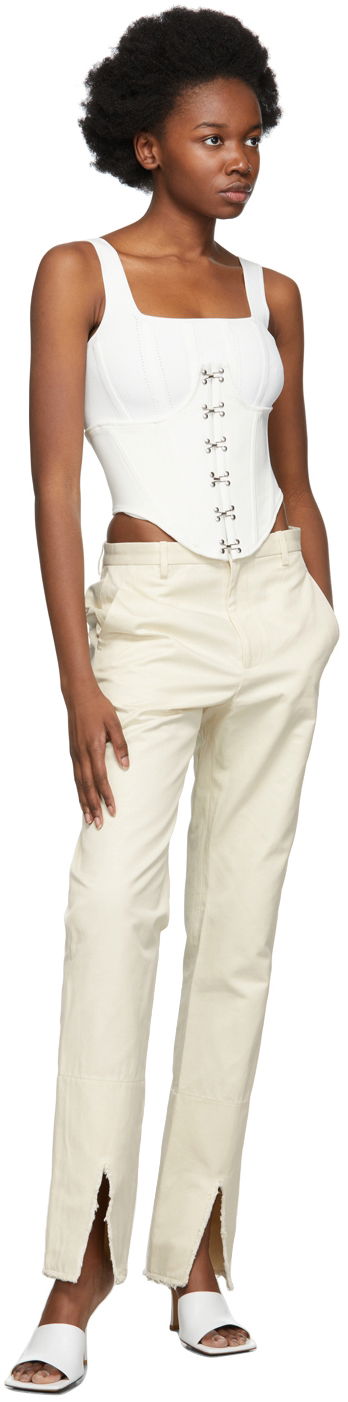 Nohavice Dion Lee Split Frayed Trousers Biela | C2028R22, 3