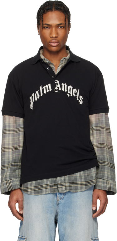 Polo tričko Palm Angels Palm Angels Curved Logo Polo Čierna | PMGB012S25FAB0031003, 0