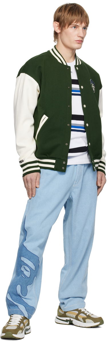 Bomber bunda AAPE by A Bathing Ape AAPE by A Bathing Ape 'AAPE NOW' Moonface Logo Baseball Jacket Zelené | AAPSWMB328XXNGRD, 3