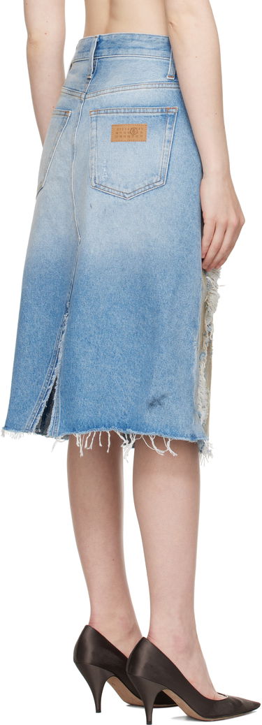 Sukňa Maison Margiela MM6 Maison Margiela Distressed Denim Midi Skirt Modrá | S62MI0034 M30018, 2