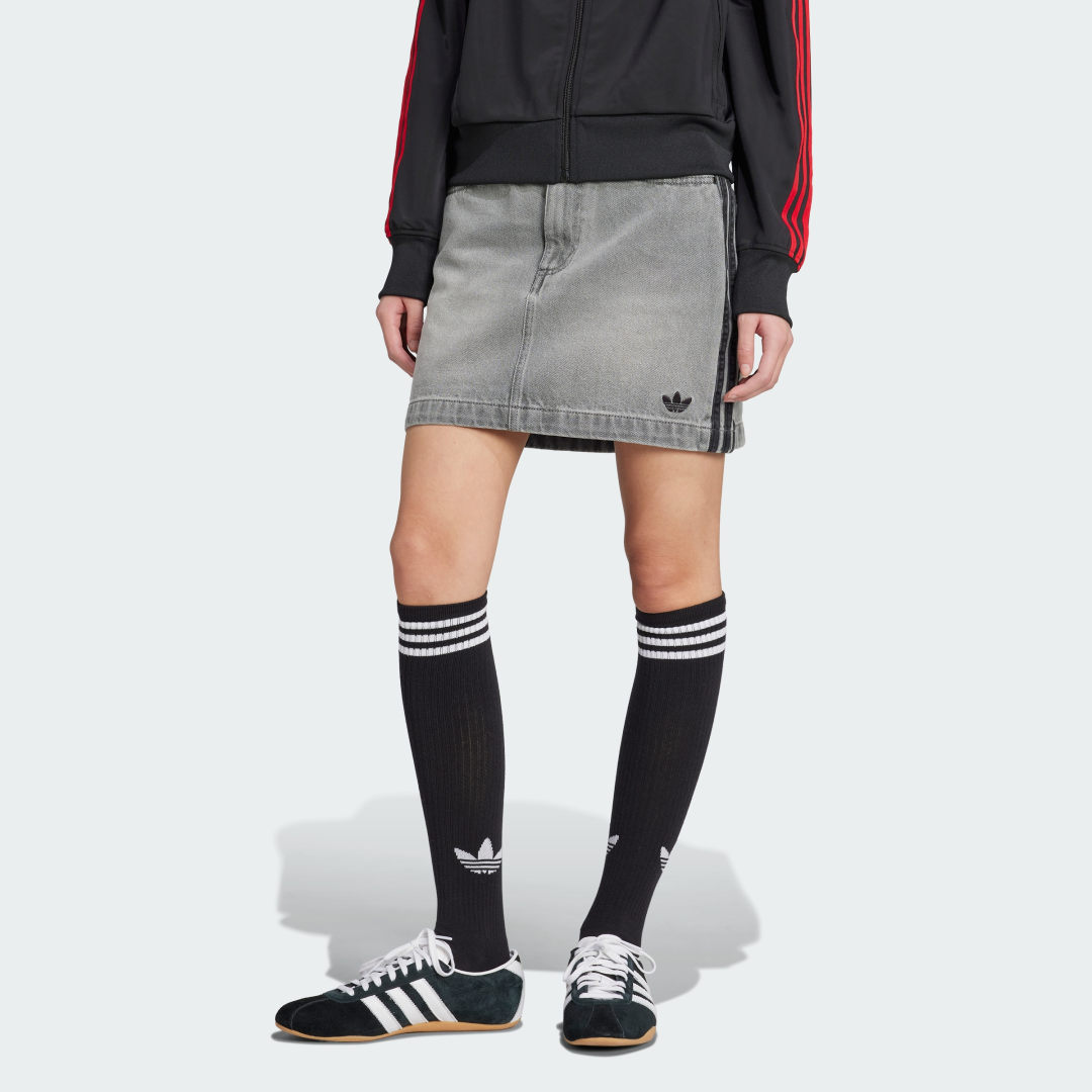 Sukňa adidas Performance Adicolor 3-Stripes Denim Mini Skirt Šedá | JW2657, 0