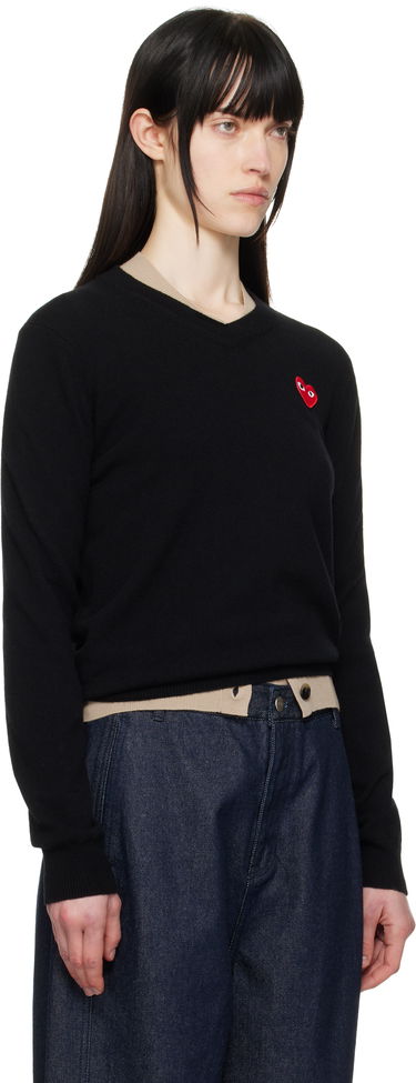 Sveter Comme des Garçons COMME des GARÇONS PLAY Heart V-Neck Sweater Čierna | AX-N002-051, 1