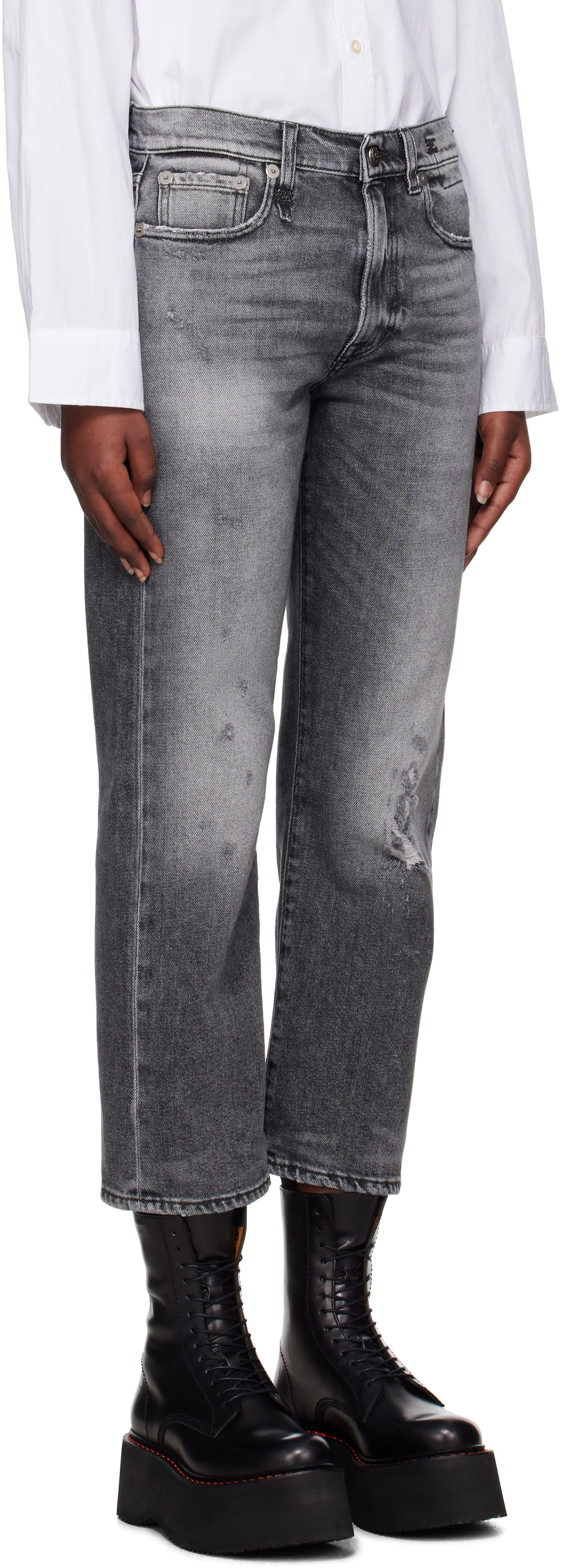 Džínsy R13 R13 Straight-Leg Boyfriend Jeans Šedá | R13W5083-D137C, 1