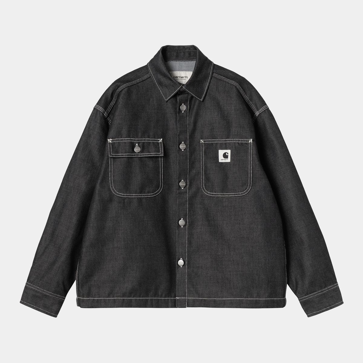 Bunda Carhartt WIP Louis Denim Shirt Jac with Contrast Stitching Čierna | I036319_8, 0