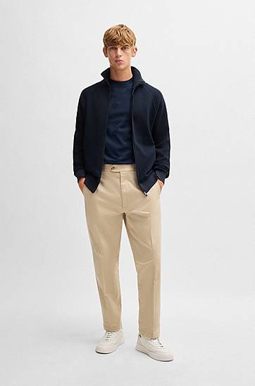 Bomber bunda BOSS Cotton-blend Zip-up Cardigan Navy | 50519629, 1
