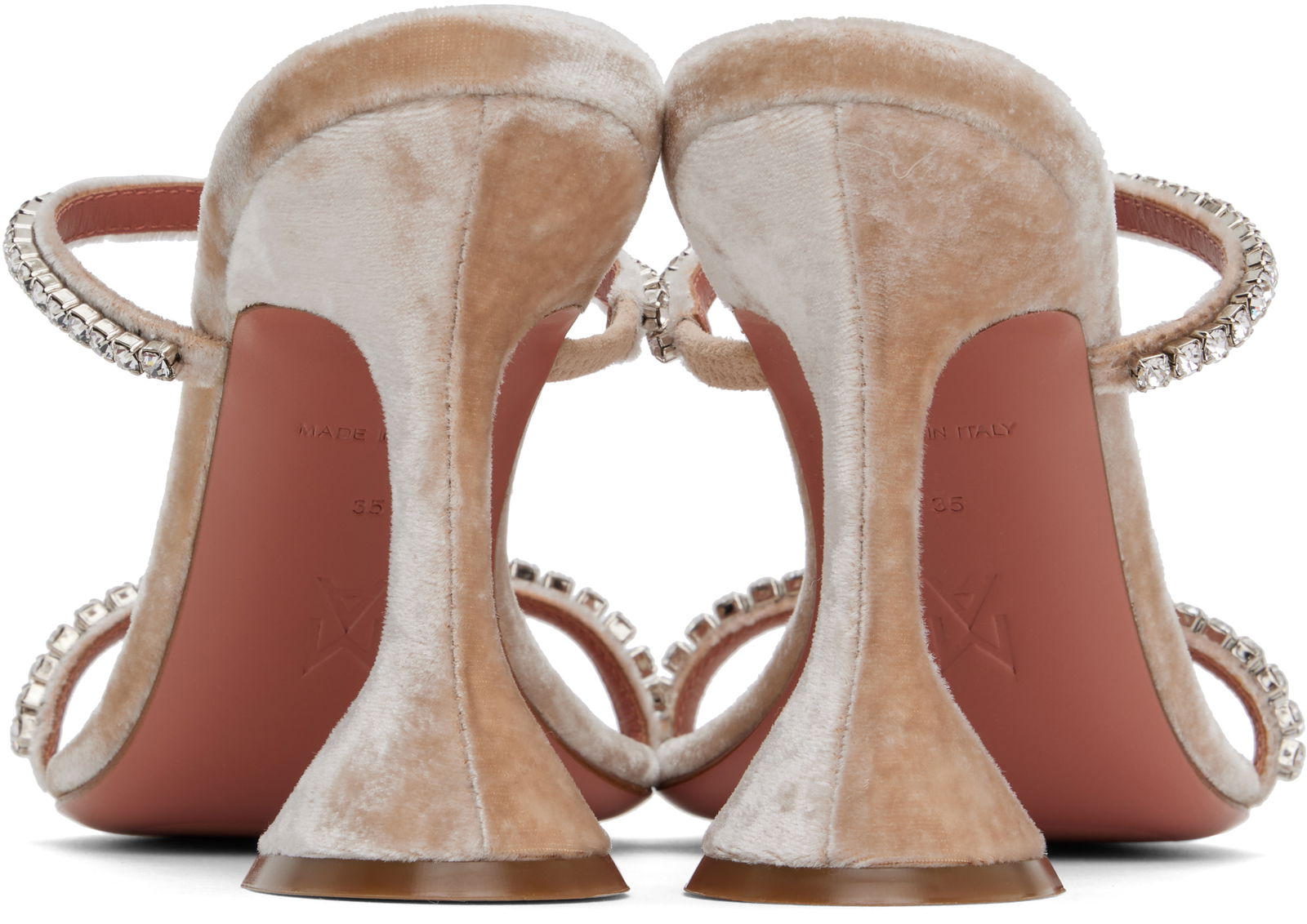 Amina Muaddi Gilda Crystal-Embellished Velvet Heeled Sandals