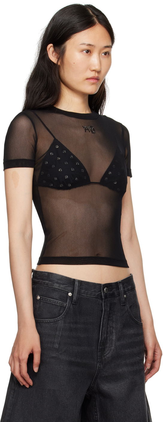 Tričko Alexander Wang Alexander Wang Semi-Sheer T-Shirt Čierna | 4CC3231409, 1