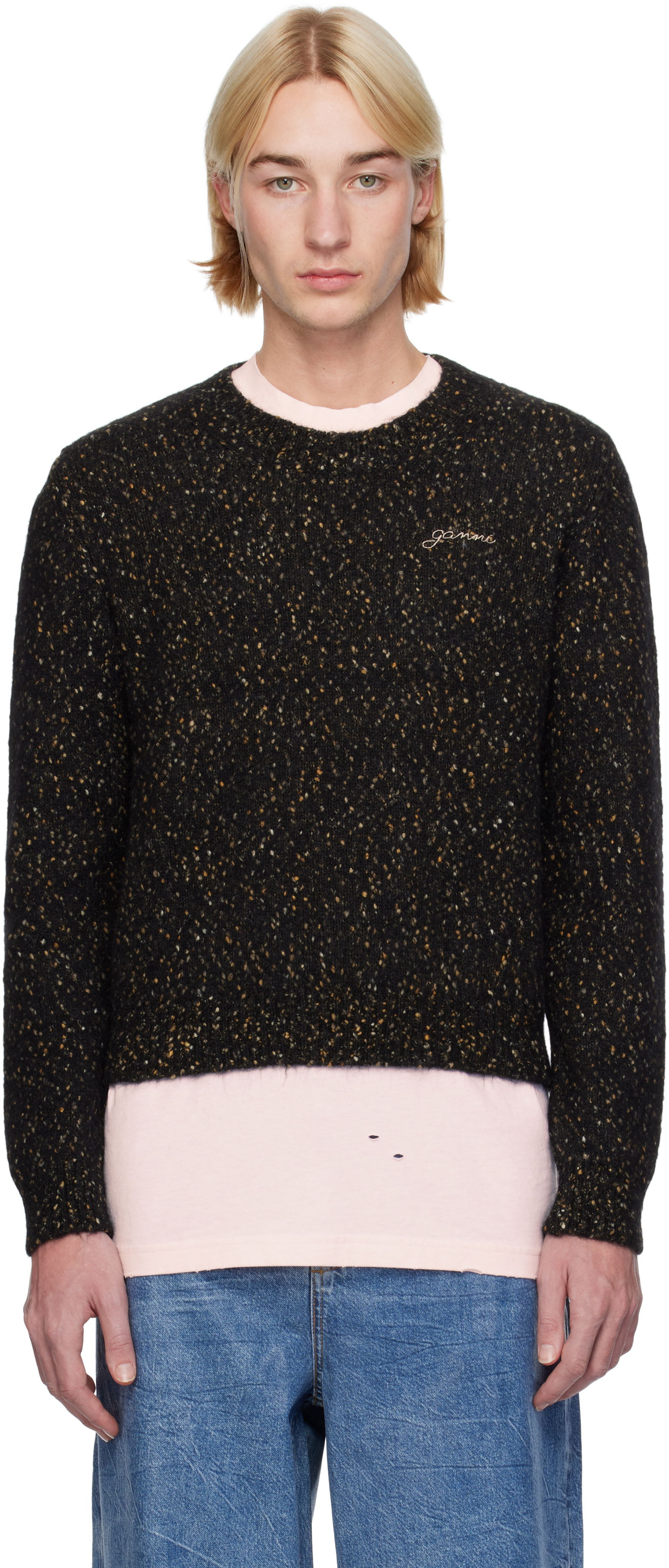 Sveter GANNI Alpaca & Organic Cotton Blend Sweater Čierna | K2276, 0