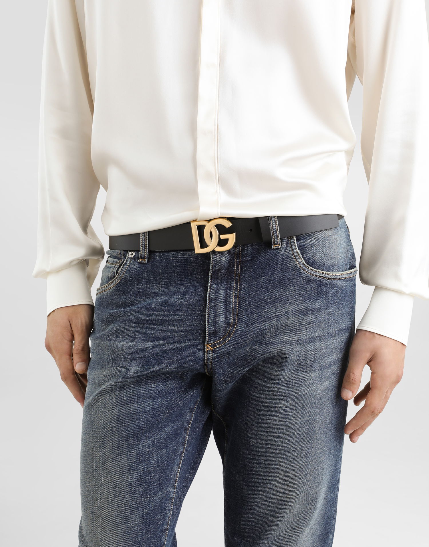 Opasok Dolce & Gabbana Lux Leather Belt With Crossover Dg Logo Buckle Čierna | BC4644AX6228E831, 1