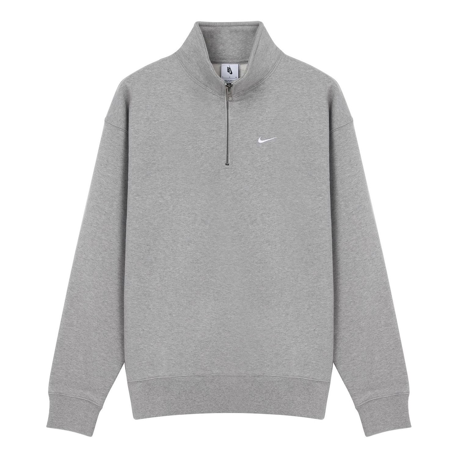 Sveter Nike Solo Swoosh 1/4-Zip Sweatshirt Šedá | DQ5210-063, 0