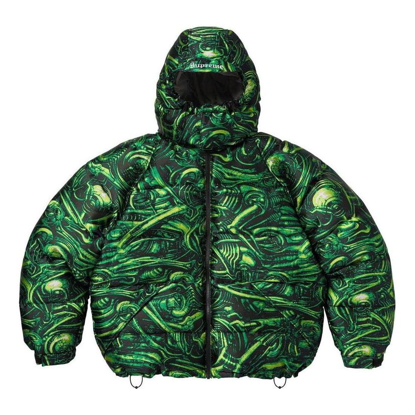 Prešívaná bunda Supreme H.R. Giger Jacquard Down Puffer Jacket Zelené | SUP-FW23-141