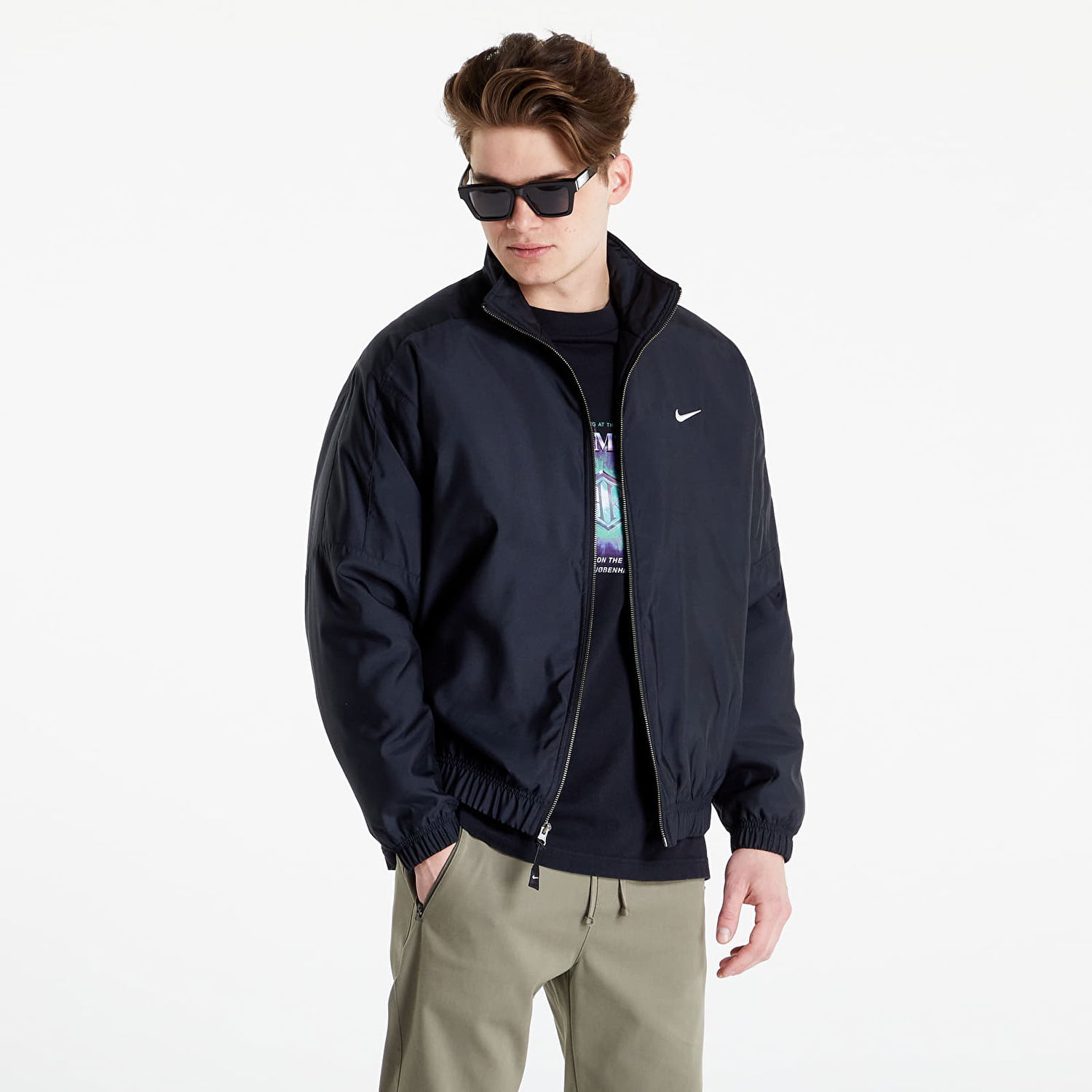 Bomber bunda Nike Sportswear Solo Swoosh Satin Bomber Čierna | DN1266-011, 0