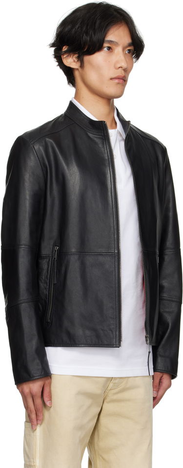 Bunda BOSS Slim-Fit Leather Jacket Čierna | 50540984, 2