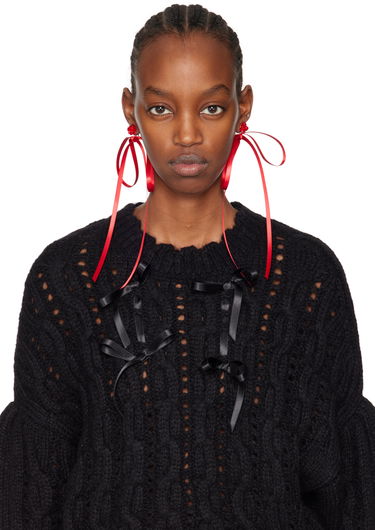 Spona Simone Rocha Simone Rocha Bow Ribbon Stud Earrings Červená | ERG389 0903, 2