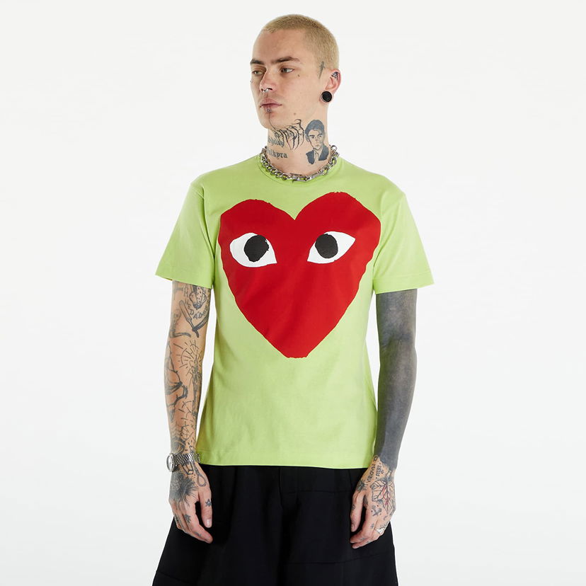 Tričko Comme des Garçons PLAY Short Sleeve Logo Print T-Shirt UNISEX Green Zelené | AZT274 green