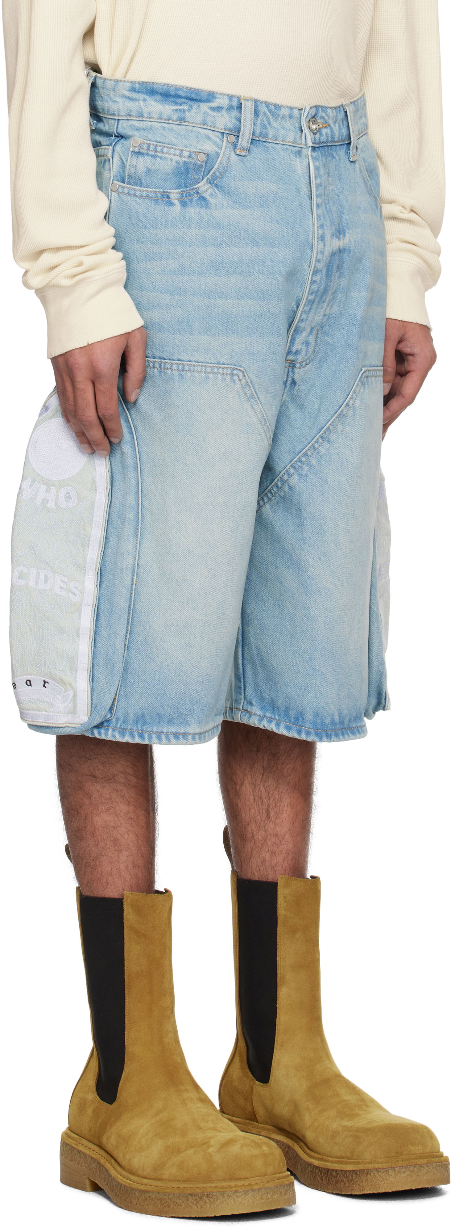 Šortky Who Decides War Who Decides War Side Embroidery Denim Shorts Modrá | 1121020008SS25, 1