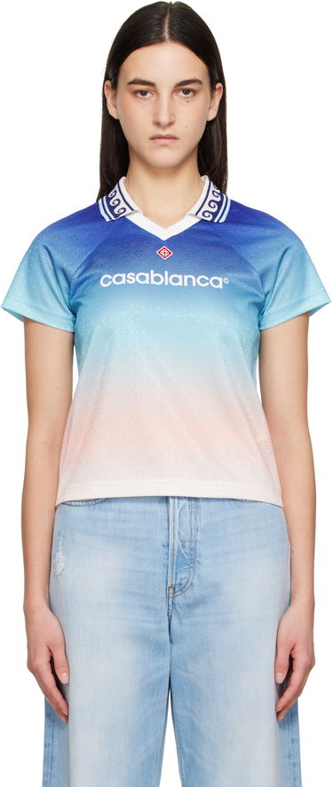 Polo tričko Casablanca Casablanca Jacquard Monogram Football T-Shirt Modrá | WPS25-JTP-302-02, 0