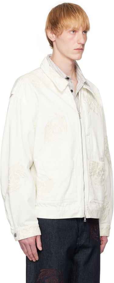 Bunda Dries Van Noten Dries Van Noten Embroidered Pattern Denim Jacket Biela | 251-080505-1555, 1