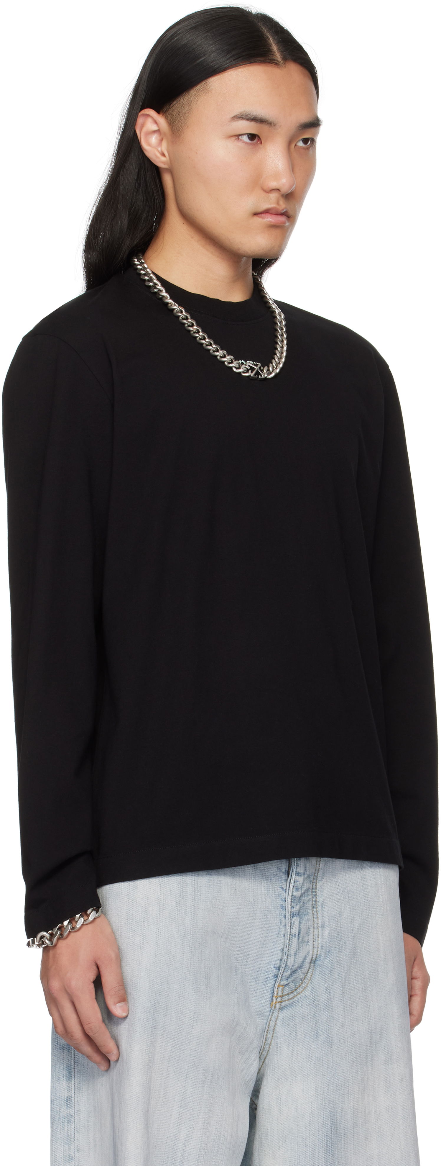 Tričko Off-White Vibe Arrow Skate Long Sleeve T-Shirt Čierna | OMAB086S25JER0031041, 1