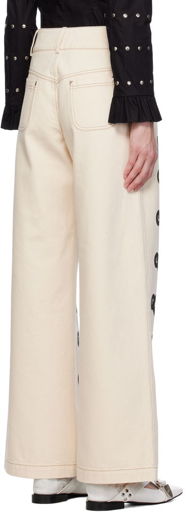 Džínsy Chopova Lowena Chopova Lowena Ribbon Print Wide Leg Jeans Béžová | 4061, 2