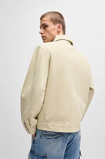 Bunda BOSS Regular-Fit Cotton Canvas Jacket Béžová | 50530589, 1