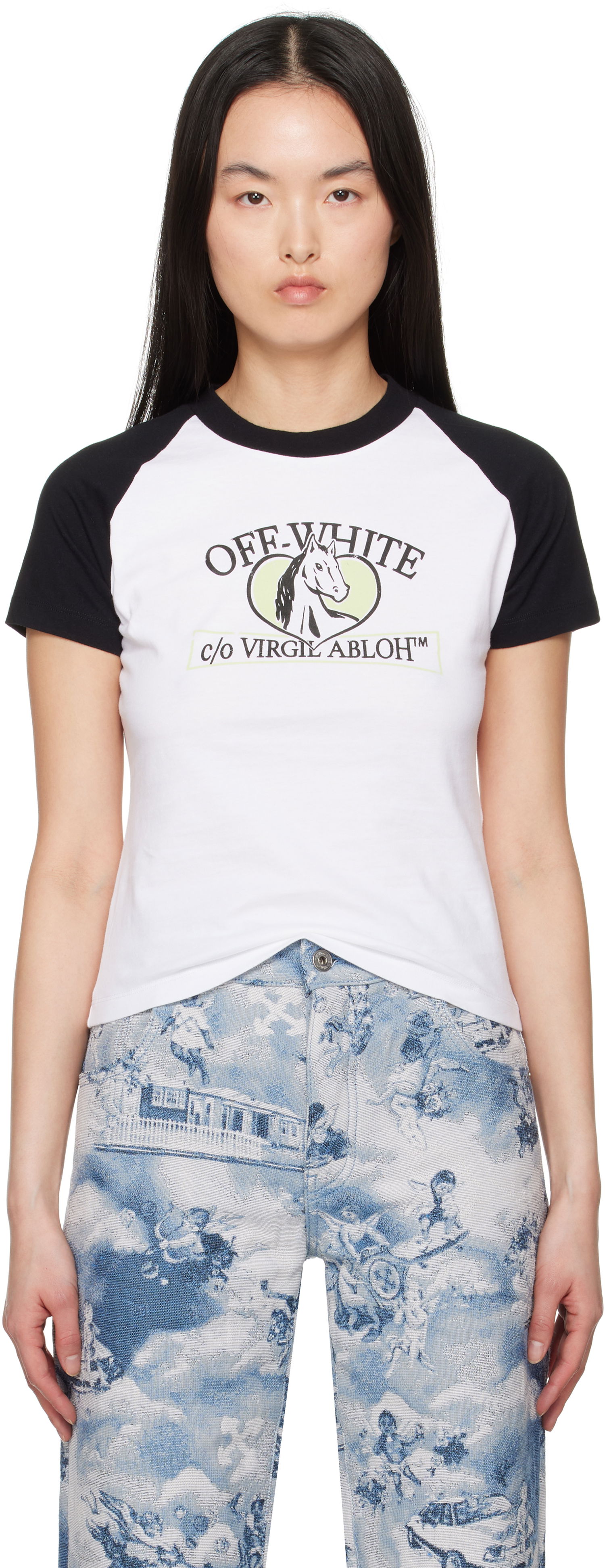 Tričko Off-White Off-White Horse Billboard Raglan T-Shirt Biela | OWAA137S25JER0010110, 0