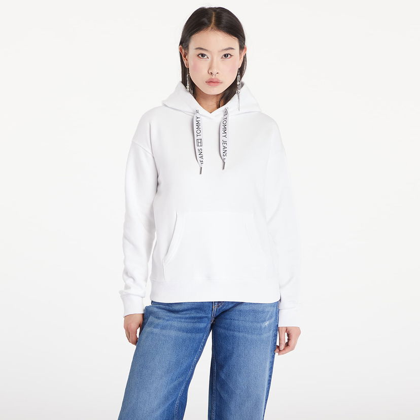 Mikina Tommy Hilfiger Boxy Logo Drawcord Hoodie White Biela | DW0DW17794 YBR