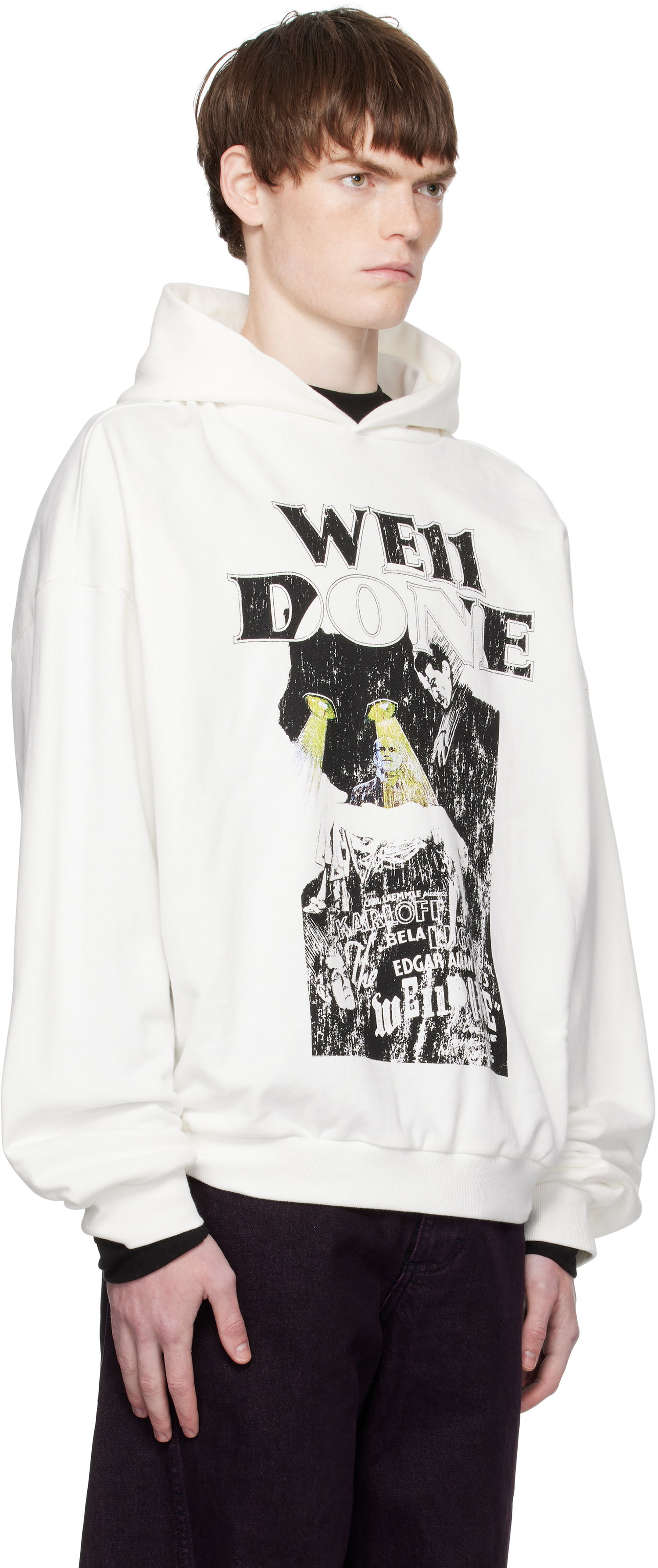 Mikina We11done We11done Cat Poster Graphic Hoodie Biela | WD-TH2-25-837-U-WH, 1