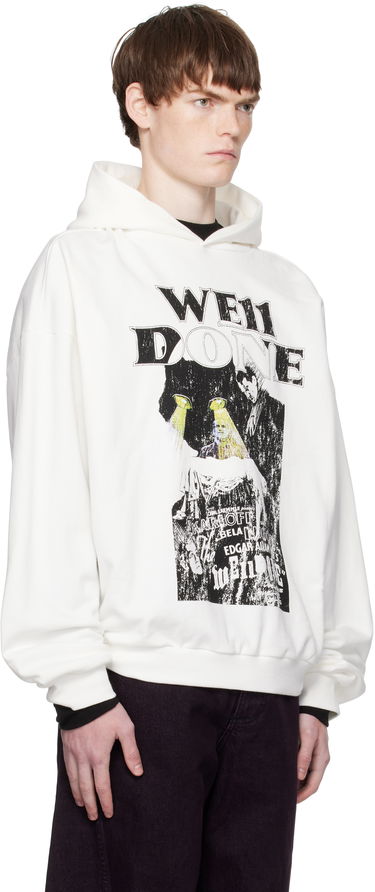 Mikina We11done We11done Cat Poster Graphic Hoodie Biela | WD-TH2-25-837-U-WH, 1