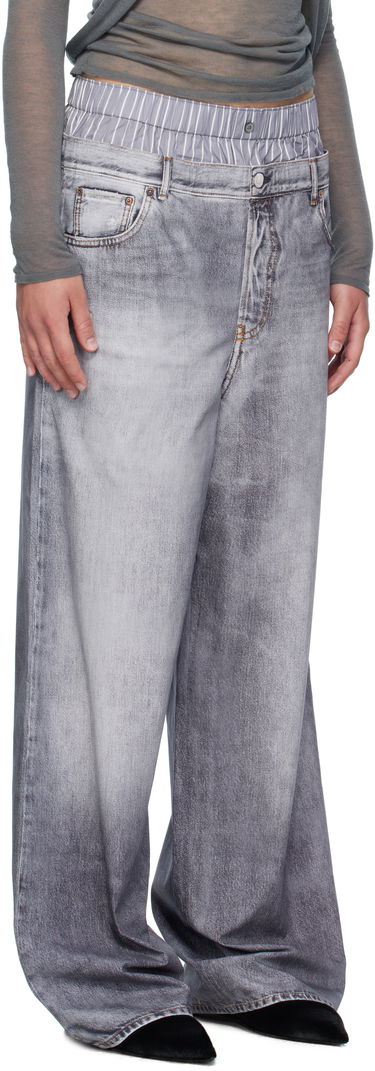 Nohavice Acne Studios Acne Studios Printed Wide-Leg Trousers Modrá | AK0918-, 4