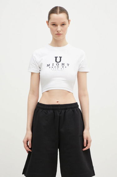 Crop Top VETEMENTS Cropped Fitted 'U Might Know Me' T-Shirt Biela | WA66TR750W, 0